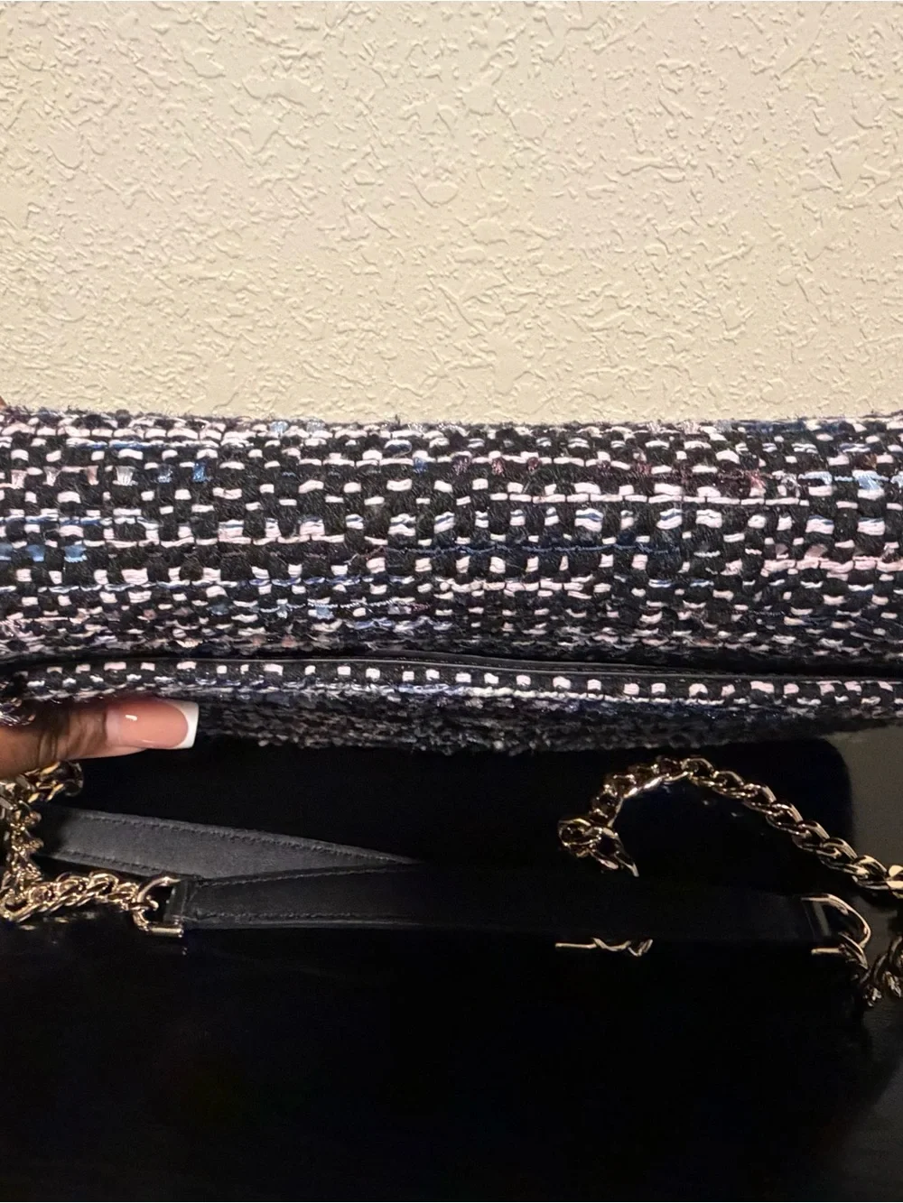 kate spade Woven Tweed Crossbody Bag in Black and Pink